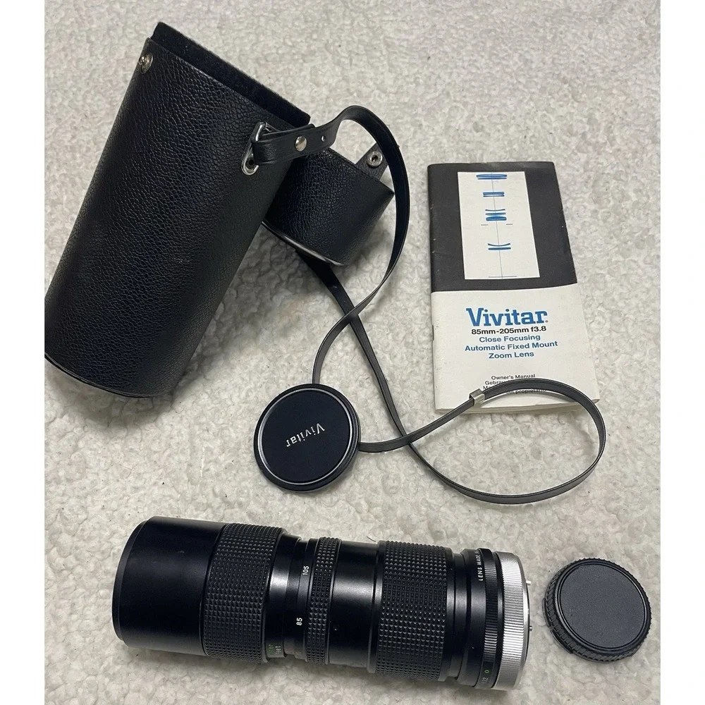 VIVITAR Tele-Zoom AUTO / Manual LENS 85mm-205mm F3.8 With Case Untested